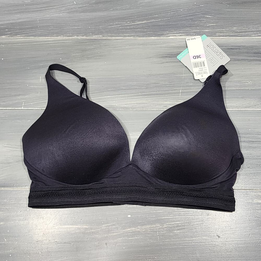 Fine Lines Wire Free Bra 36D‎ Super Soft Convertible Style SO013 Black